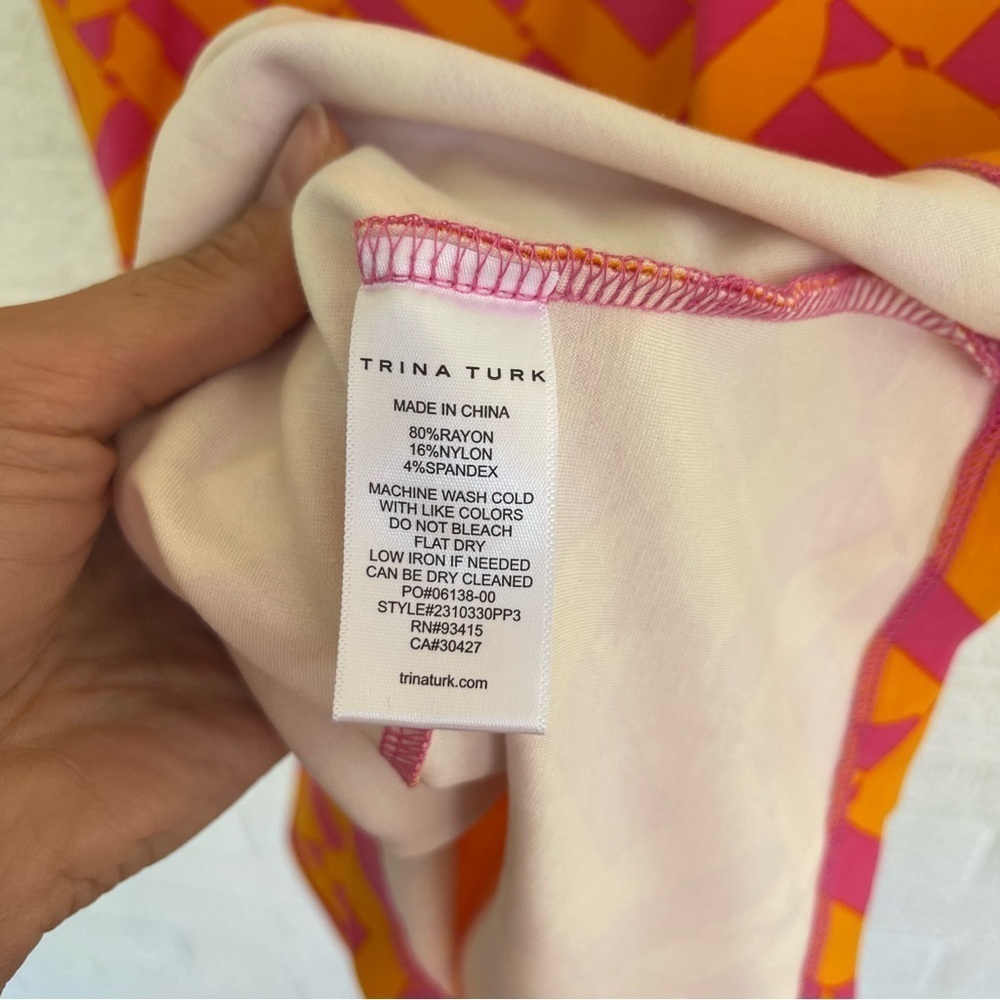 NEW Trina Turk Leko Boat Neck Swing Dress Orange Pink Size XS NWT - Picture 6 of 7